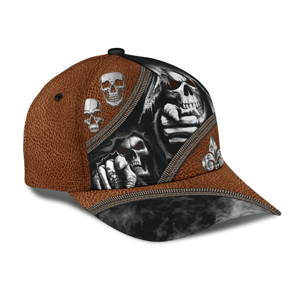 Adeenyc 3D All Over Print The Death Classic Cap Hat Skull Baseball Cap Hat With Leather Pattern Trucker Hats Custom Hats Gifts For Men & Women