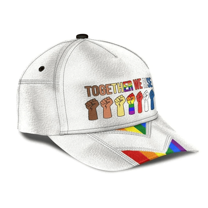 Adeenyc 3D All Over Printed Baseball Cap For Lesbian Gay Friend, Powerful Together We Rise Lgbt Cap Trucker Hats Custom Hats Gifts For Men & Women