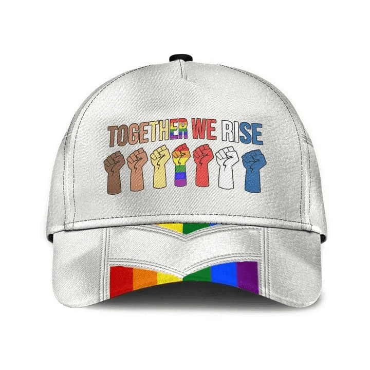 Adeenyc 3D All Over Printed Baseball Cap For Lesbian Gay Friend, Powerful Together We Rise Lgbt Cap Trucker Hats Custom Hats Gifts For Men & Women