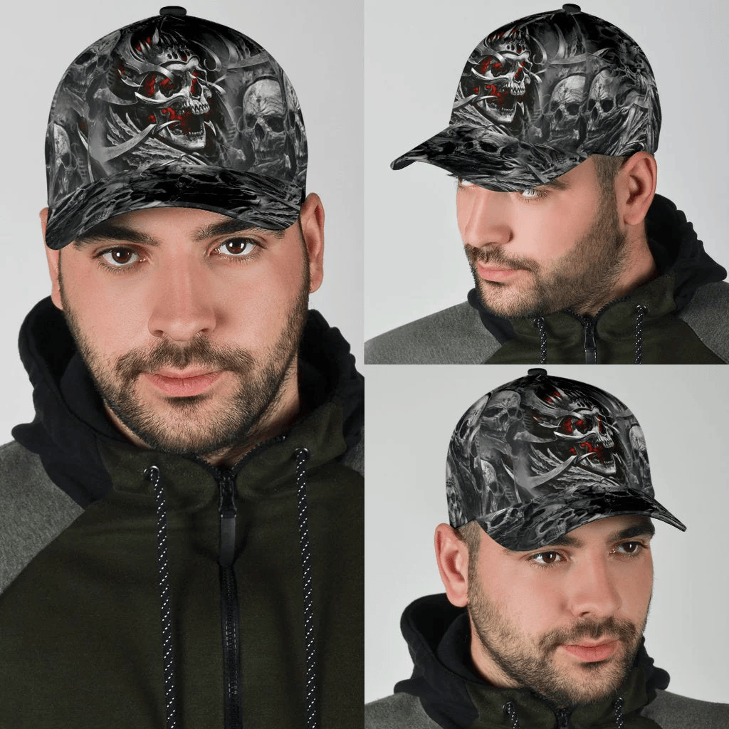 Adeenyc 3D All Over Printed Baseball Cap With Skull, Skull Cap Hat For Men And Women Trucker Hats Custom Hats Gifts For Men & Women