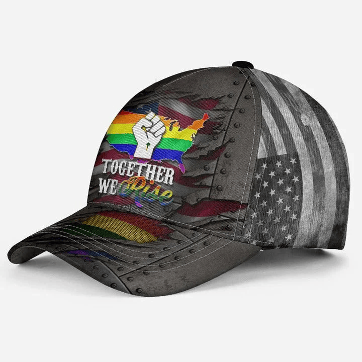 Adeenyc 3D All Over Printing Baseball Cap Hat, Lgbt Pride Together We Rise, Gay Pride Accessories Trucker Hats Custom Hats Gifts For Men & Women