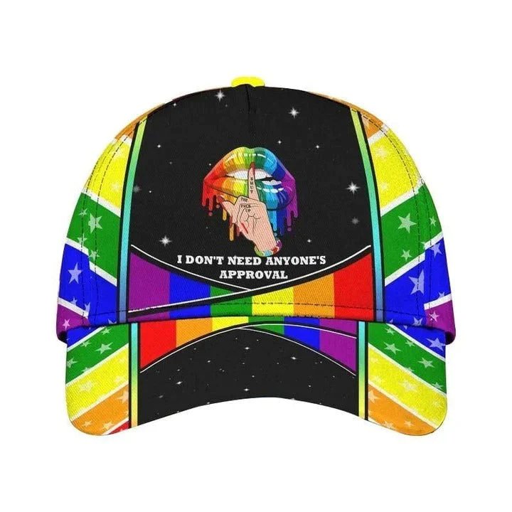 Adeenyc 3D Baseball Cap For Gay Man, Couple Lesbian Pride Accessories, I Don't Need Anyone's Approval Baseball Cap Hat Trucker Hats Custom Hats Gifts For Men & Women