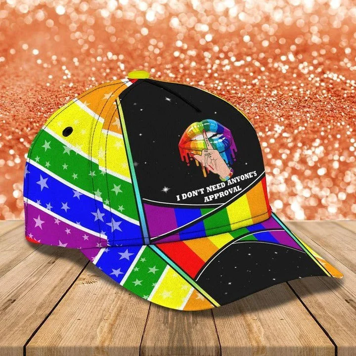 Adeenyc 3D Baseball Cap For Gay Man, Couple Lesbian Pride Accessories, I Don't Need Anyone's Approval Baseball Cap Hat Trucker Hats Custom Hats Gifts For Men & Women