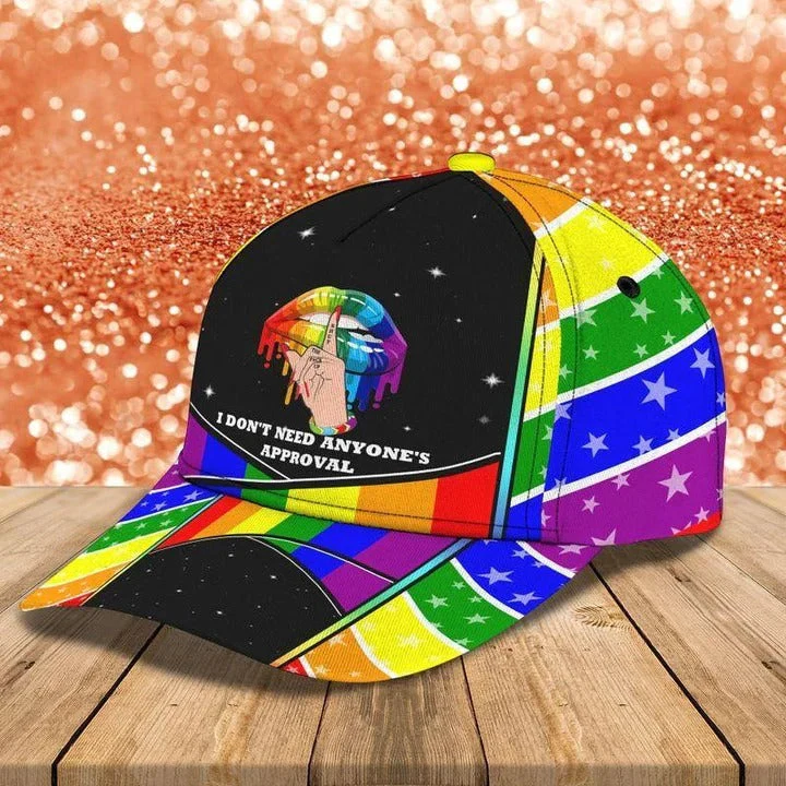 Adeenyc 3D Baseball Cap For Gay Man, Couple Lesbian Pride Accessories, I Don’t Need Anyone’s Approval Baseball Cap Hat Trucker Hats Custom Hats Gifts For Men & Women