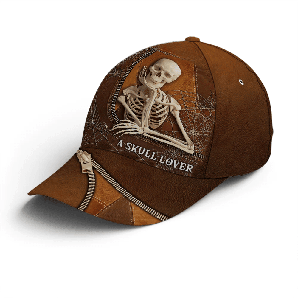 Adeenyc A Skull Lover Spider Net Leather Style Baseball Cap Trucker Hats Custom Hats Gifts For Men & Women