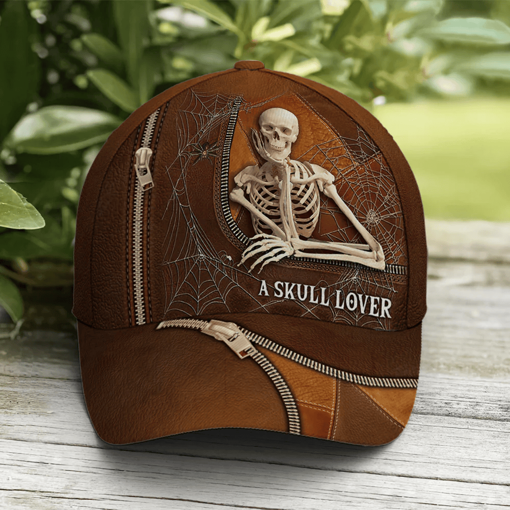 Adeenyc A Skull Lover Spider Net Leather Style Baseball Cap Trucker Hats Custom Hats Gifts For Men & Women