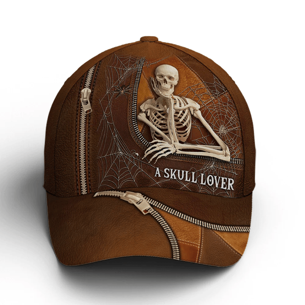 Adeenyc A Skull Lover Spider Net Leather Style Baseball Cap Trucker Hats Custom Hats Gifts For Men & Women