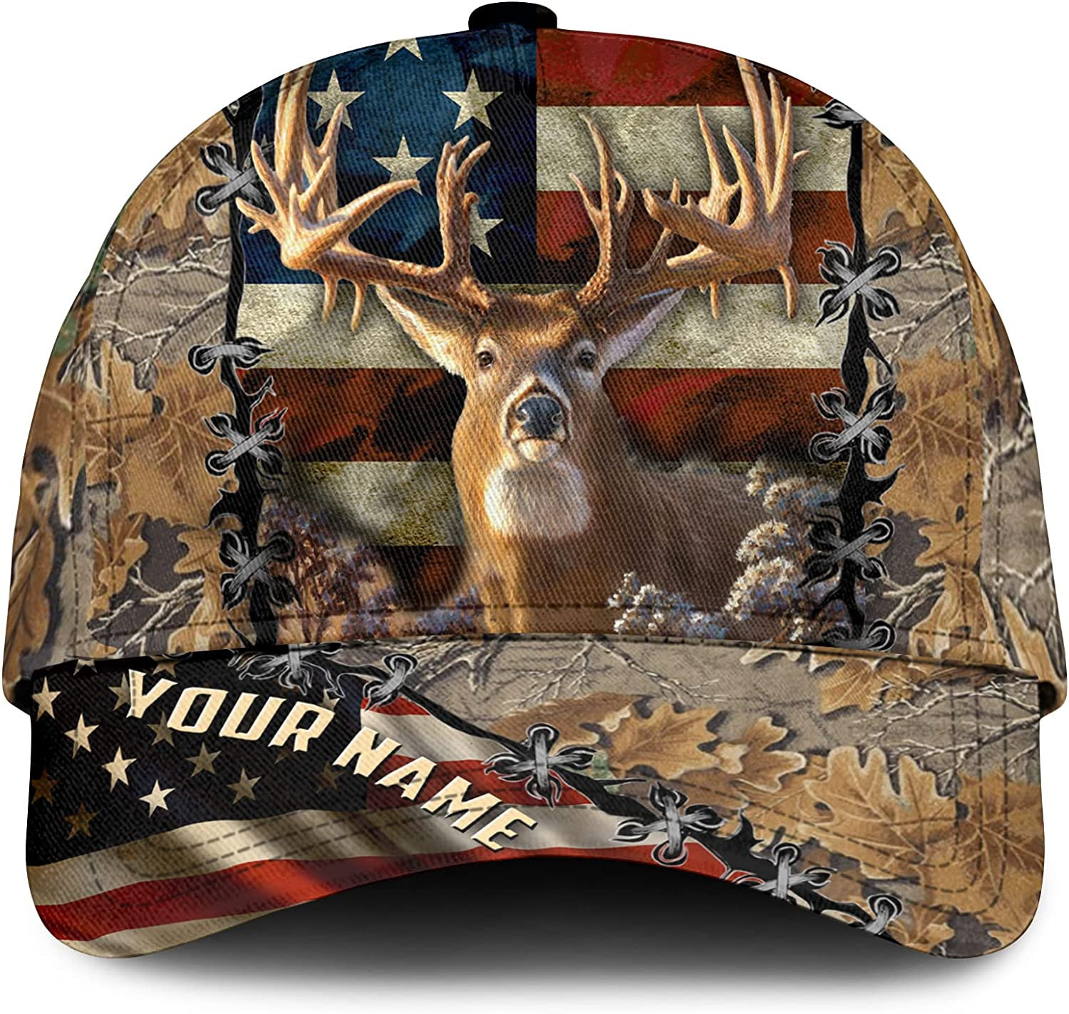 Adeenyc America Deer Cap, Hunting Hats for Men Baseball Cap Adjustable, Dad Hat One Size Fit All Unique Hat Trucker Hats Custom Hats Gifts For Men & Women