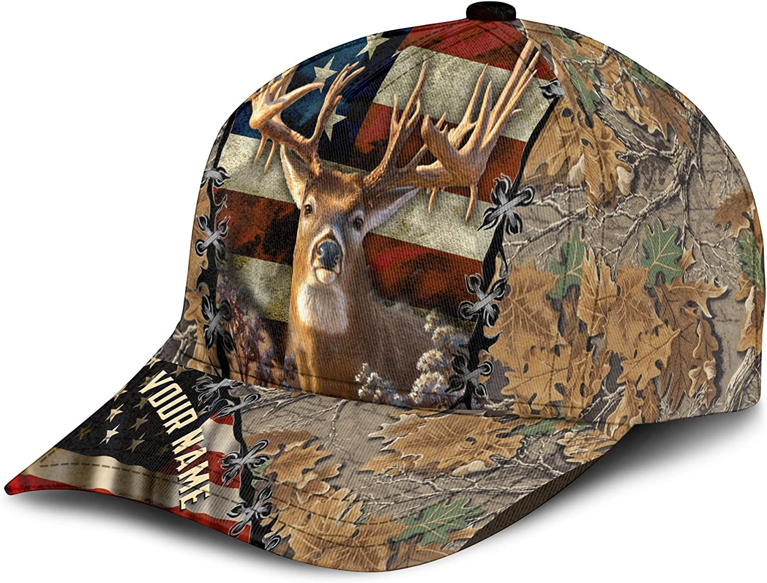 Adeenyc America Deer Cap, Hunting Hats for Men Baseball Cap Adjustable, Dad Hat One Size Fit All Unique Hat Trucker Hats Custom Hats Gifts For Men & Women