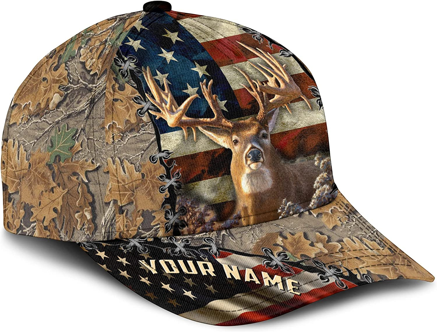 Adeenyc America Deer Cap, Hunting Hats for Men Baseball Cap Adjustable, Dad Hat One Size Fit All Unique Hat Trucker Hats Custom Hats Gifts For Men & Women