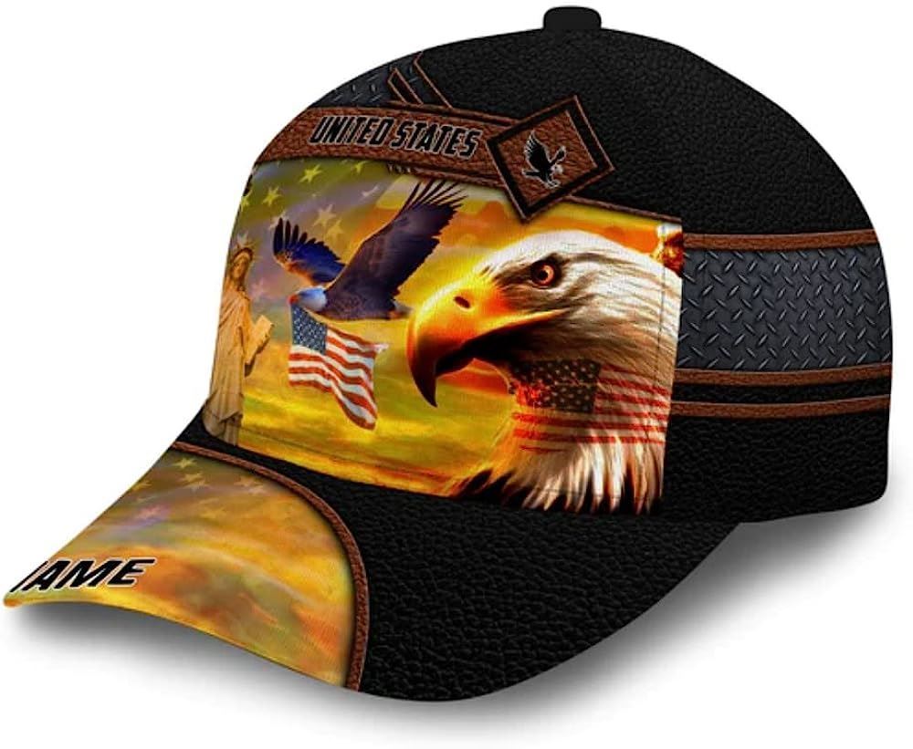 Adeenyc American Eagle Custom Name Baseball Cap, Christian Baseball Cap, Religious Cap, Christian Hat Trucker Hats Custom Hats Gifts For Men & Women