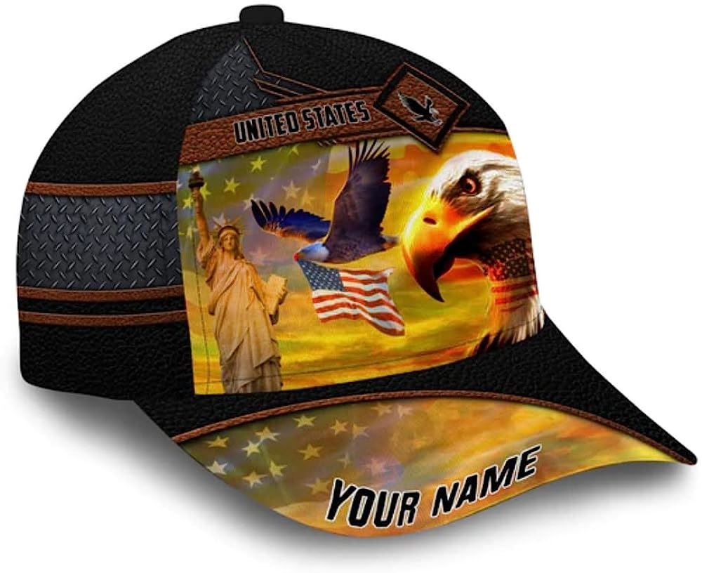 Adeenyc American Eagle Custom Name Baseball Cap, Christian Baseball Cap, Religious Cap, Christian Hat Trucker Hats Custom Hats Gifts For Men & Women