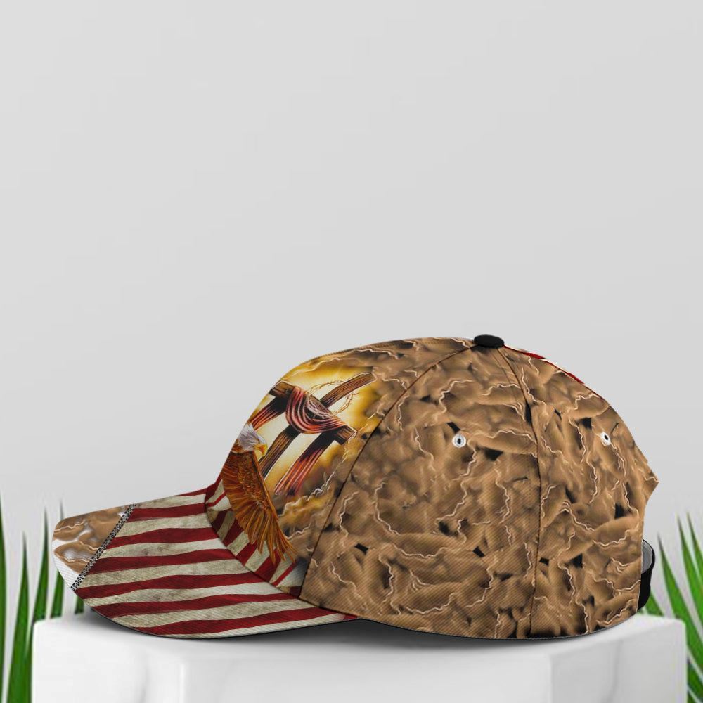 Adeenyc American Eagle Flag One Nation Under God Cross Sign All Over Print Baseball Cap, God Baseball Cap, Christian Cap, Christian Hat Trucker Hats Custom Hats Gifts For Men & Women