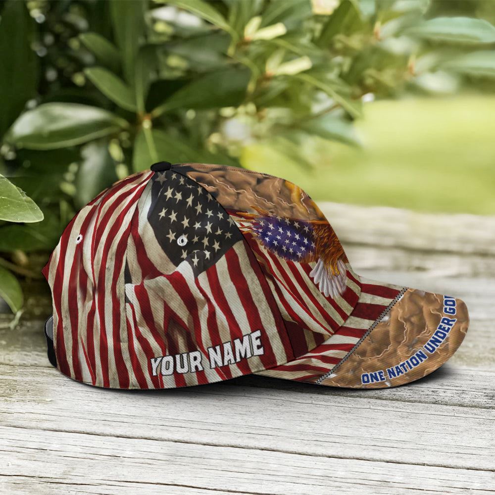 Adeenyc American Eagle Flag One Nation Under God Cross Sign All Over Print Baseball Cap, God Baseball Cap, Christian Cap, Christian Hat Trucker Hats Custom Hats Gifts For Men & Women