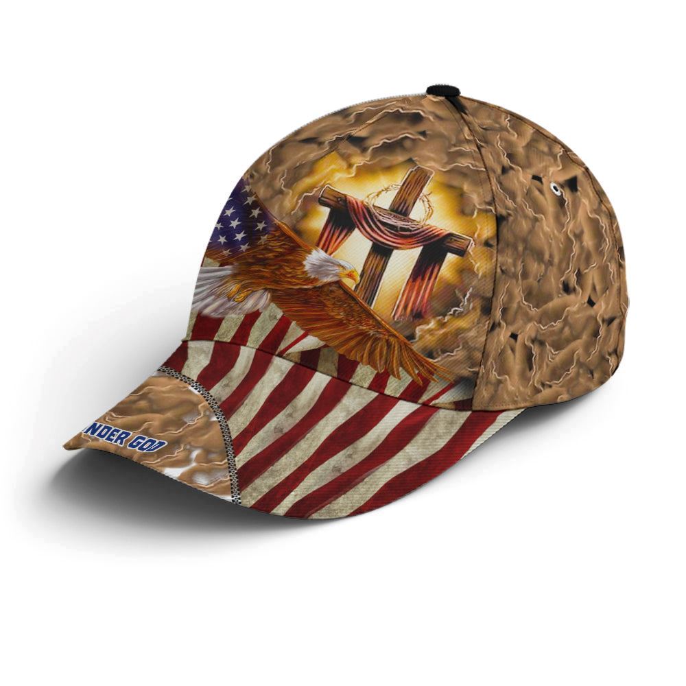 Adeenyc American Eagle Flag One Nation Under God Cross Sign All Over Print Baseball Cap, God Baseball Cap, Christian Cap, Christian Hat Trucker Hats Custom Hats Gifts For Men & Women