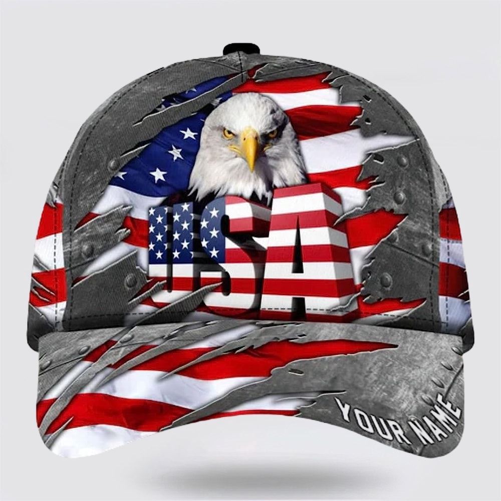 Adeenyc American Flag Bad Eagle Custom Name Baseball Cap, Christian Baseball Cap, Religious Cap, Christian Hat Trucker Hats Custom Hats Gifts For Men & Women