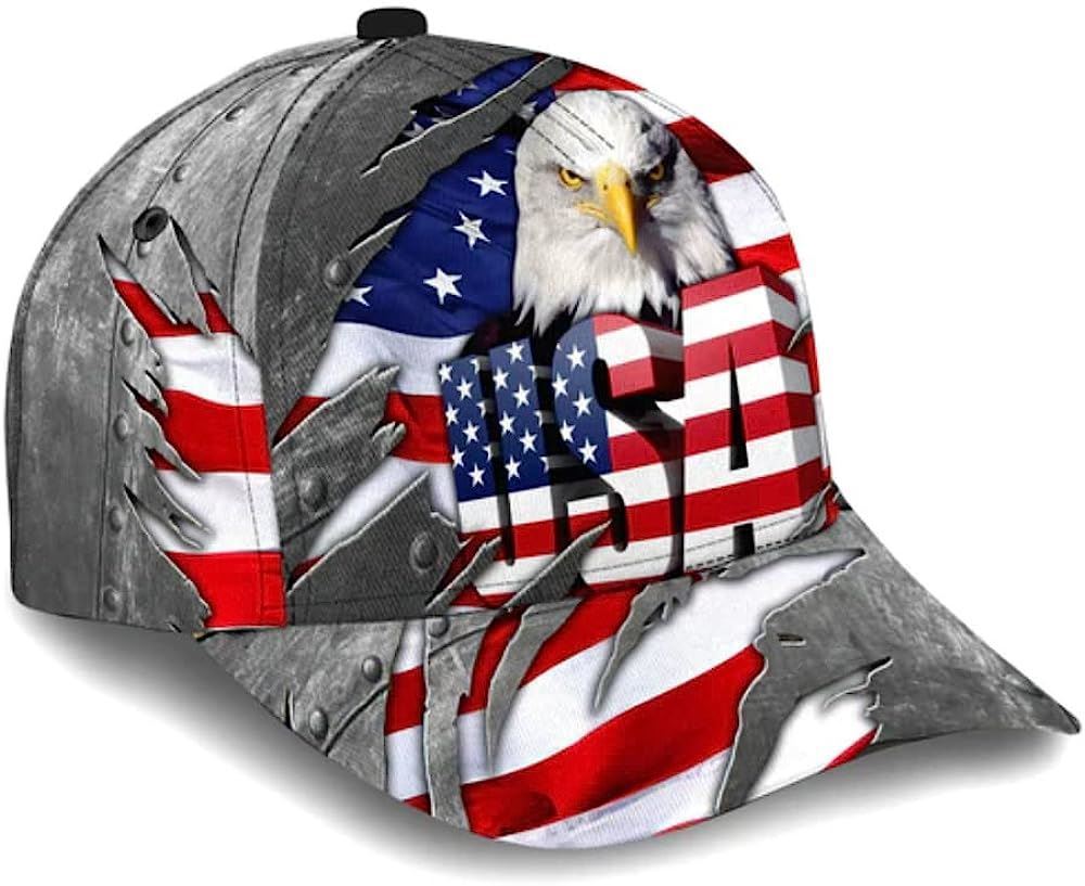Adeenyc American Flag Bad Eagle Custom Name Baseball Cap, Christian Baseball Cap, Religious Cap, Christian Hat Trucker Hats Custom Hats Gifts For Men & Women