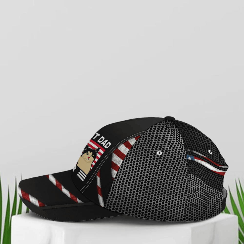 Adeenyc American Flag Best Cat Dad Ever Baseball Cap Trucker Hats Custom Hats Gifts For Men & Women