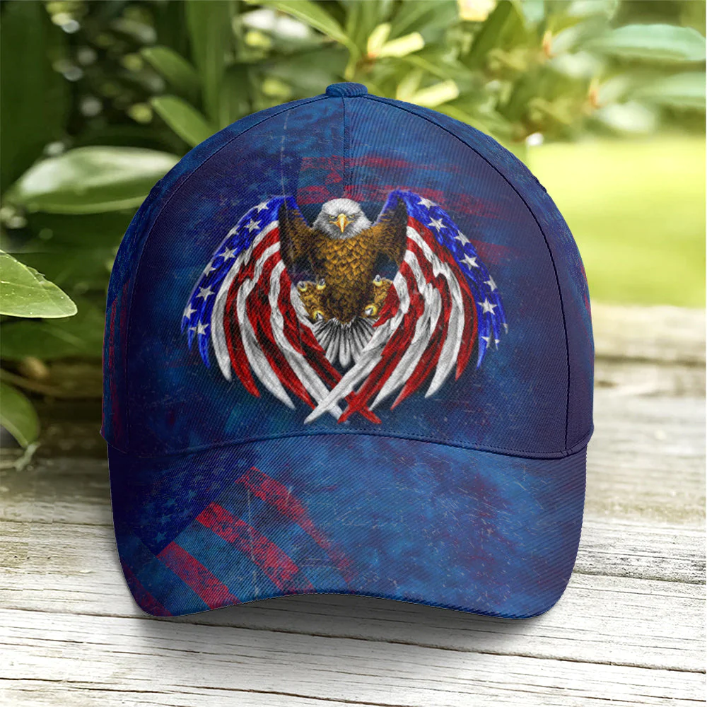 Adeenyc American Flag Eagle Wings Blue Baseball Cap Trucker Hats Custom Hats Gifts For Men & Women