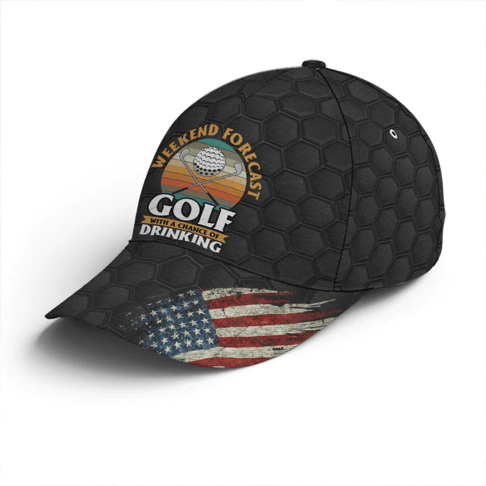 Adeenyc American Flag Golf With A Chance Of Drinking Baseball Cap Trucker Hats Custom Hats Gifts For Men & Women