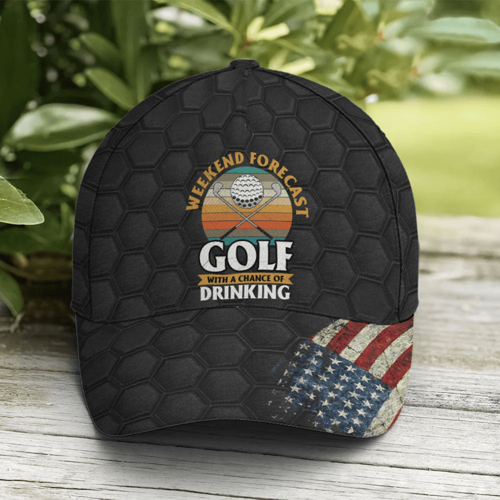 Adeenyc American Flag Golf With A Chance Of Drinking Baseball Cap Trucker Hats Custom Hats Gifts For Men & Women