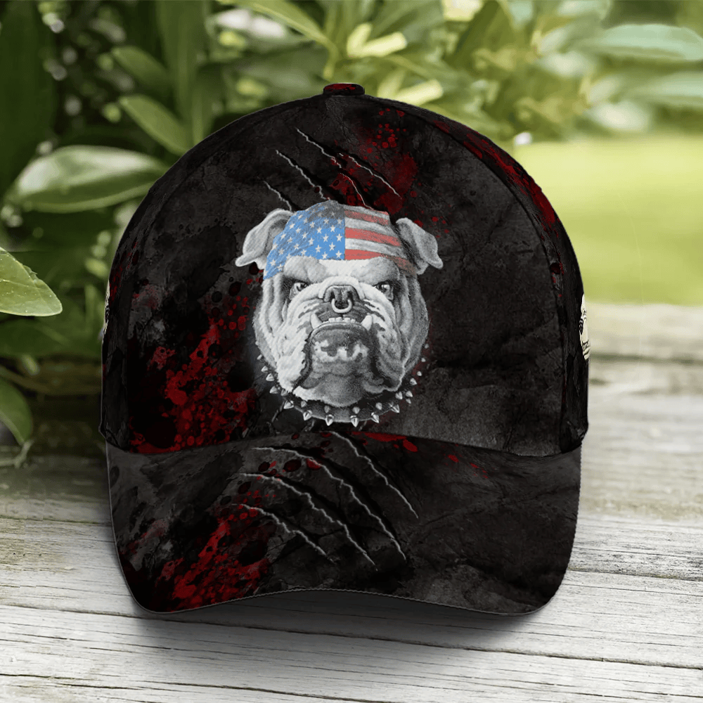 Adeenyc Angry Bulldog American Flag Baseball Cap Trucker Hats Custom Hats Gifts For Men & Women