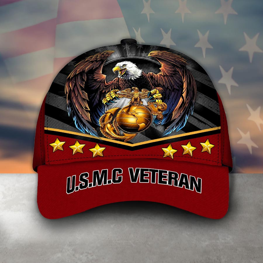 Adeenyc - Armed Forces USMC Marine Military Veterans Day America Cap Trucker Hats Custom Hats Gifts For Men & Women