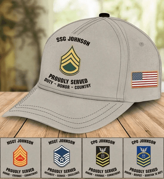 Adeenyc Army Veteran Hats, Custom Veteran Hats, Army Veteran Personalized Classic Cap - Custom Army Ranking Baseball Cap, Army Hat Gift for Husband and Dad Army Trucker Hats Custom Hats Gifts For Men & Women