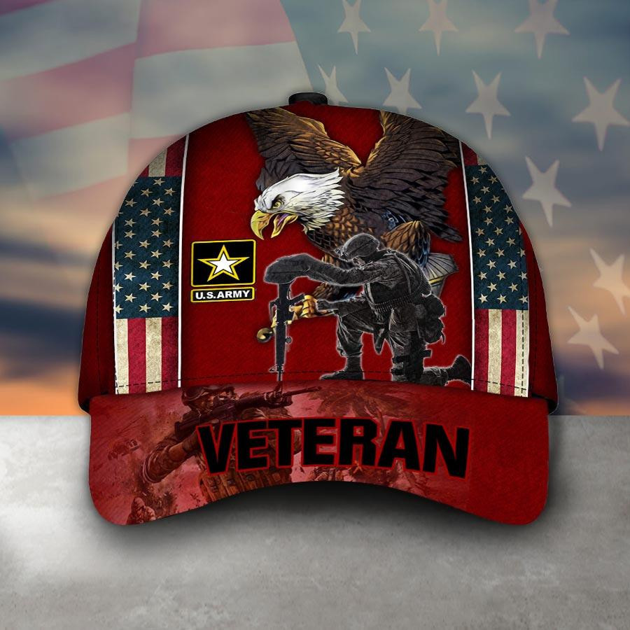 Adeenyc Army Veteran Hats, Custom Veteran Hats, US Army Veteran Eagle With Kneeling Soldier And American Flag Veteran Days Classic Cap Trucker Hats Custom Hats Gifts For Men & Women