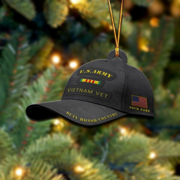 Adeenyc Army Veteran Hats, Custom Veteran Hats, Us Army Vietnam Veteran Military Cap Wood Ornament, Custom Ornament All Over Printed Trucker Hats Custom Hats Gifts For Men & Women