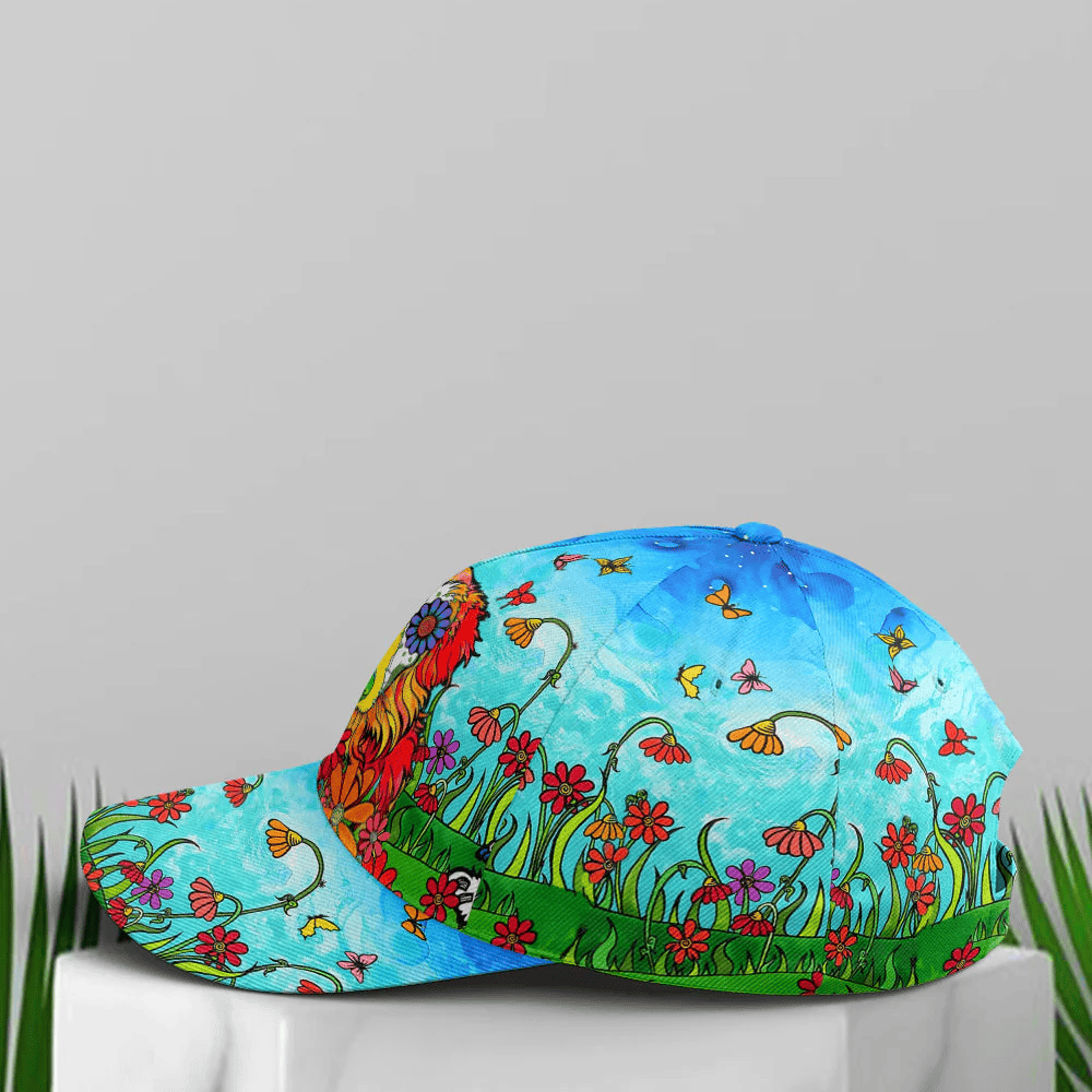 Adeenyc Australian Shepherd Flowers And Butterfly Art Style Baseball Cap Trucker Hats Custom Hats Gifts For Men & Women