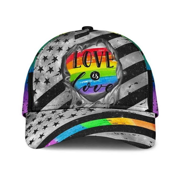 Adeenyc Baseball 3D Printing Cap For Lesbian Gay, Classic USA Flag Love Is Love Lgbt Printing Baseball Cap Hat Trucker Hats Custom Hats Gifts For Men & Women