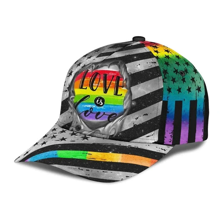 Adeenyc Baseball 3D Printing Cap For Lesbian Gay, Classic USA Flag Love Is Love Lgbt Printing Baseball Cap Hat Trucker Hats Custom Hats Gifts For Men & Women