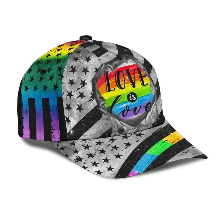 Adeenyc Baseball 3D Printing Cap For Lesbian Gay, Classic USA Flag Love Is Love Lgbt Printing Baseball Cap Hat Trucker Hats Custom Hats Gifts For Men & Women