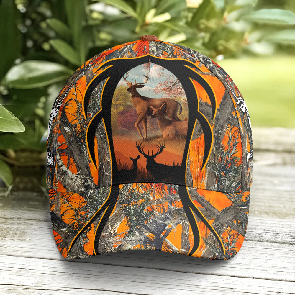 Adeenyc Baseball Cap For Deer Hunting Lovers Orange Camouflaged Trucker Hats Custom Hats Gifts For Men & Women