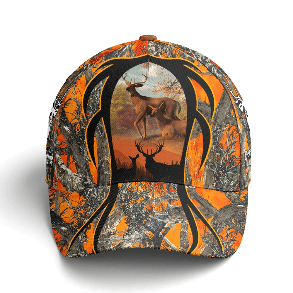 Adeenyc Baseball Cap For Deer Hunting Lovers Orange Camouflaged Trucker Hats Custom Hats Gifts For Men & Women