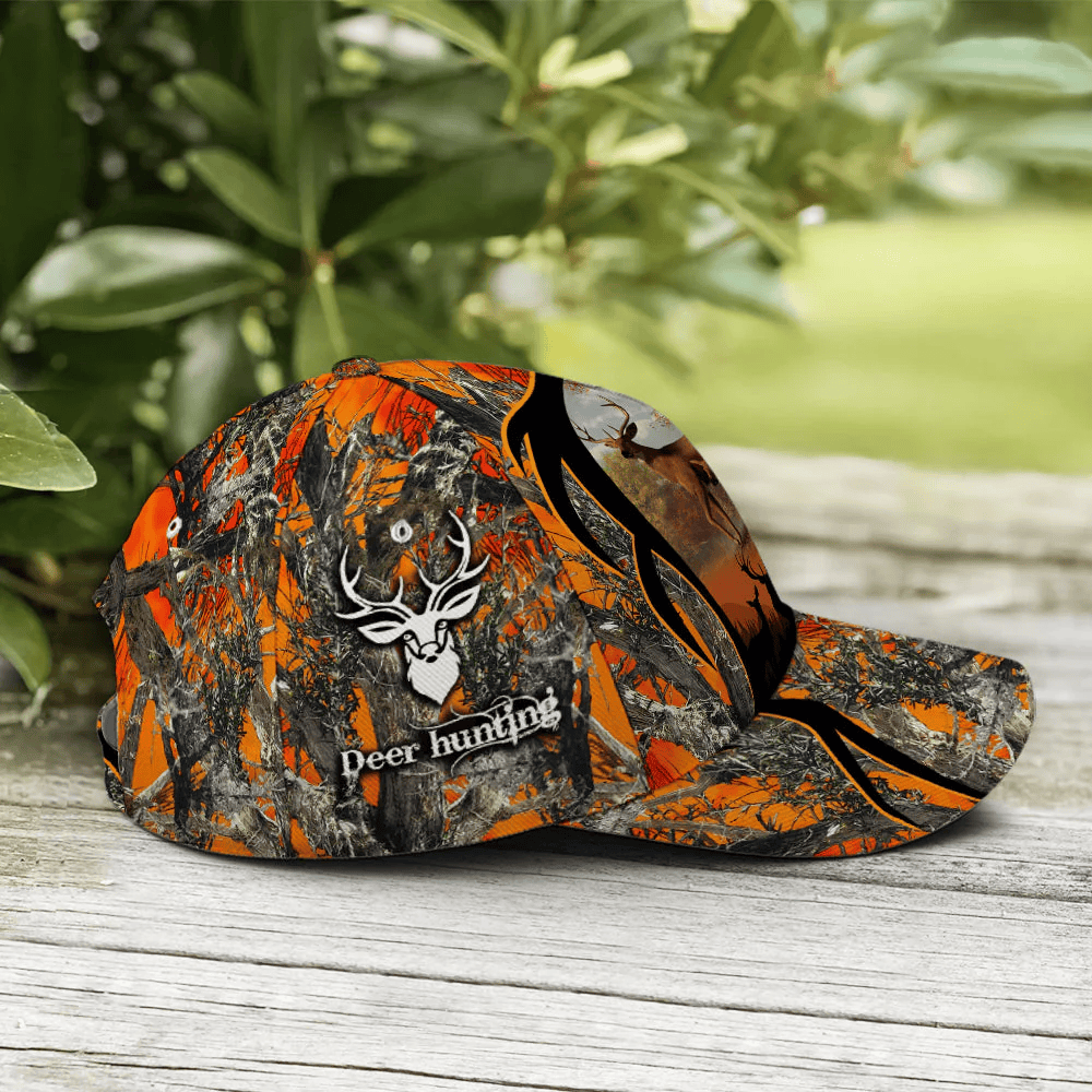 Adeenyc Baseball Cap For Deer Hunting Lovers Orange Camouflaged Trucker Hats Custom Hats Gifts For Men & Women