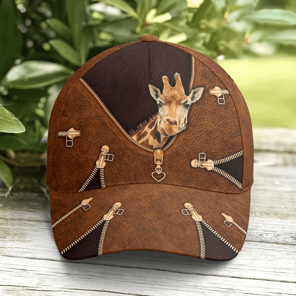 Adeenyc Baseball Cap For Giraffe Lovers Classic Leather Trucker Hats Custom Hats Gifts For Men & Women