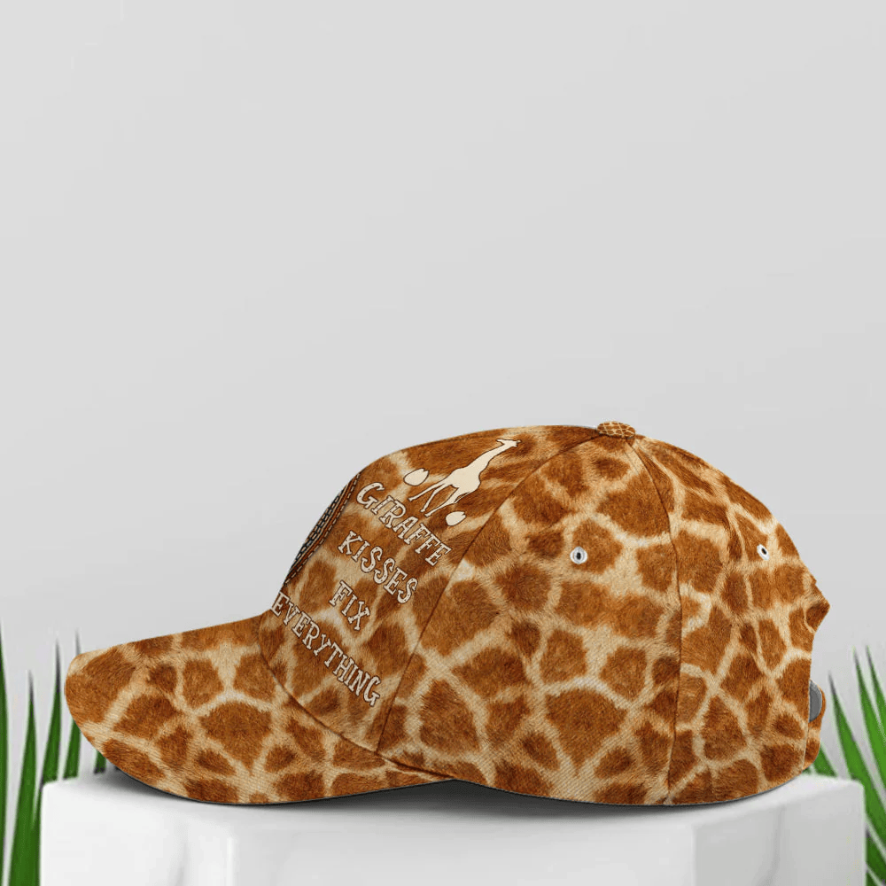 Adeenyc Baseball Cap For Giraffe Lovers Kisses Fix Everything Skin Pattern Trucker Hats Custom Hats Gifts For Men & Women