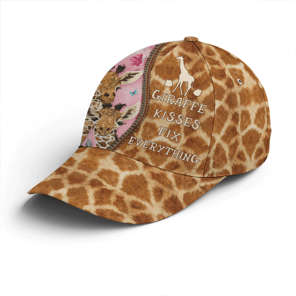 Adeenyc Baseball Cap For Giraffe Lovers Kisses Fix Everything Skin Pattern Trucker Hats Custom Hats Gifts For Men & Women