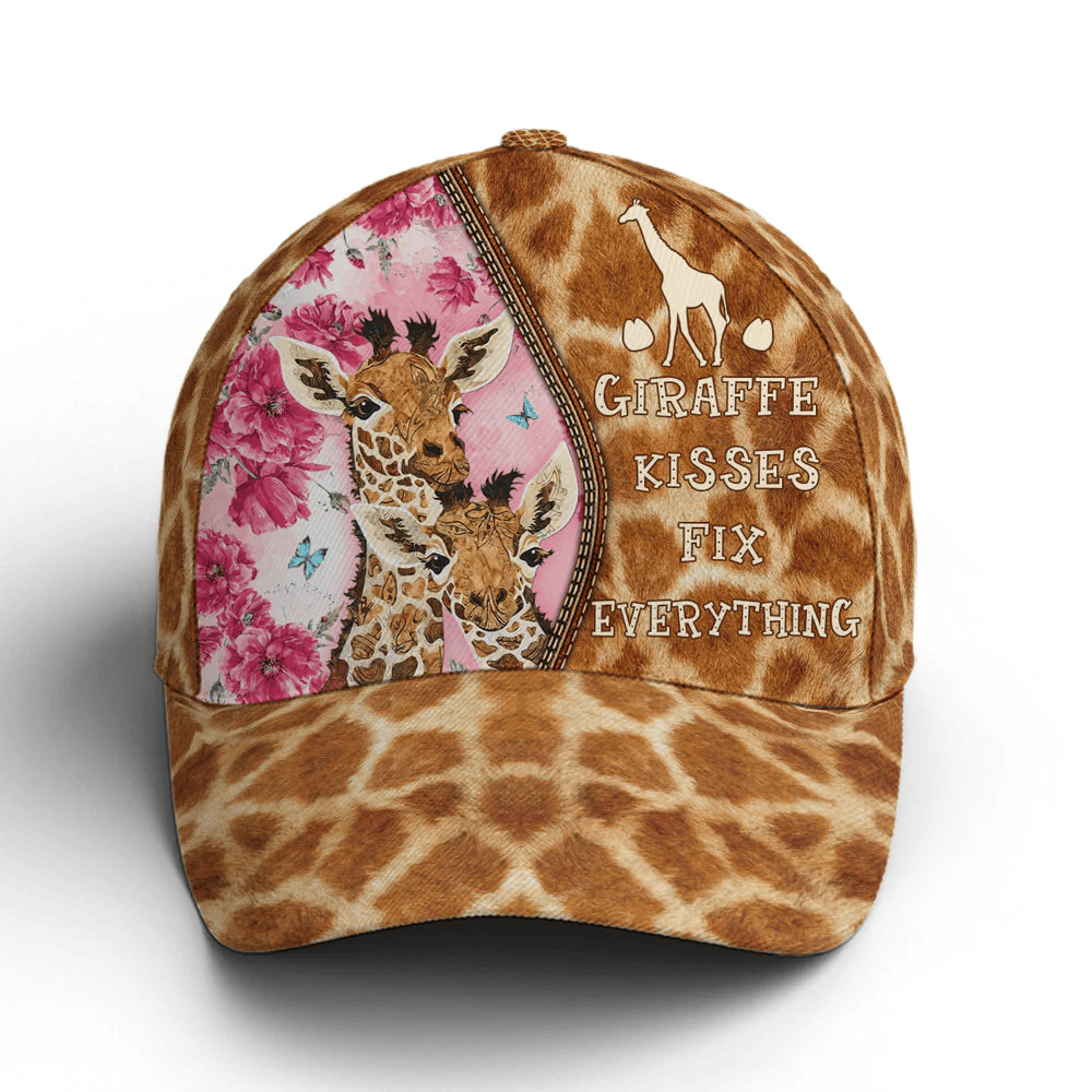 Adeenyc Baseball Cap For Giraffe Lovers Kisses Fix Everything Skin Pattern Trucker Hats Custom Hats Gifts For Men & Women