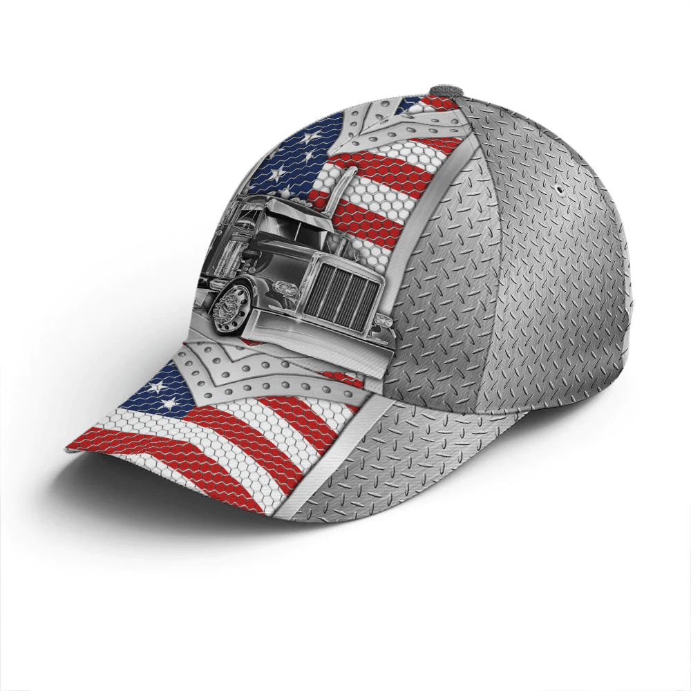 Adeenyc Baseball Cap For Trucker Metalic Style US Flag Pattern Trucker Hats Custom Hats Gifts For Men & Women