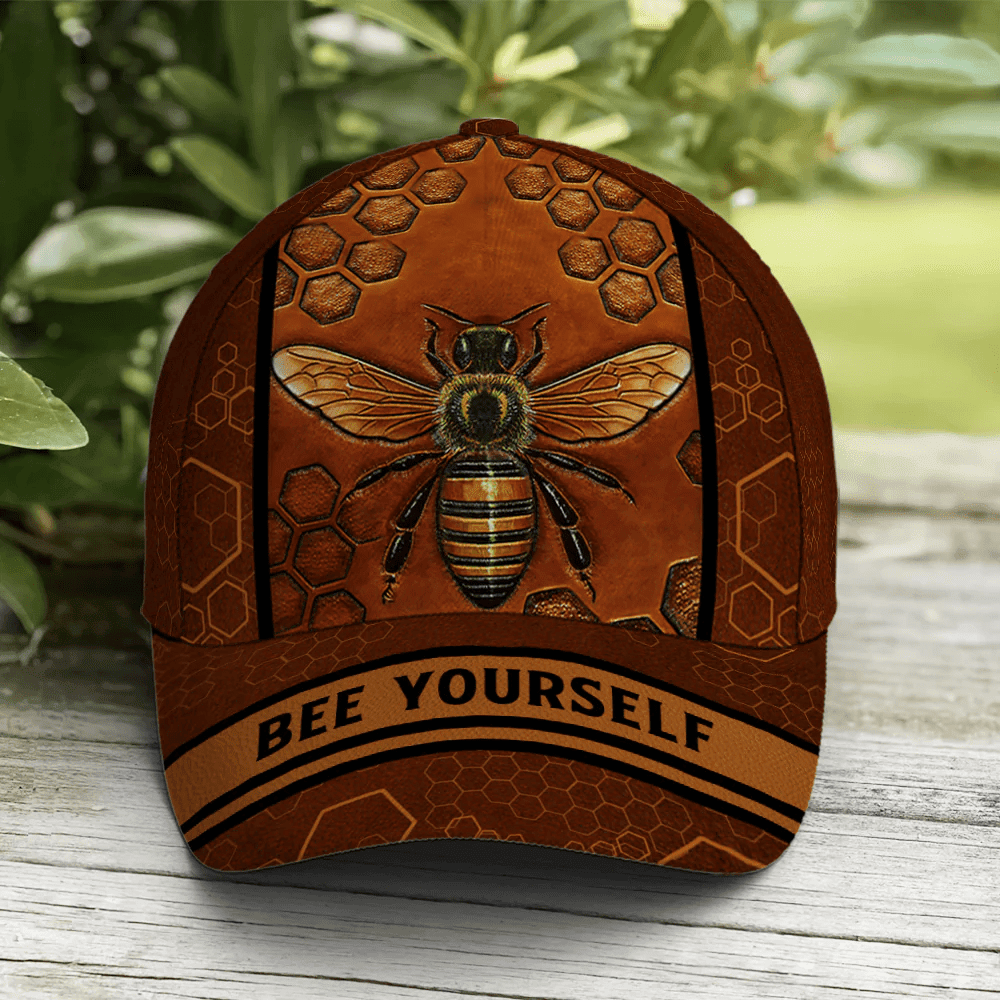 Adeenyc Bee Yourshelf Vintage Leather Baseball Cap Trucker Hats Custom Hats Gifts For Men & Women