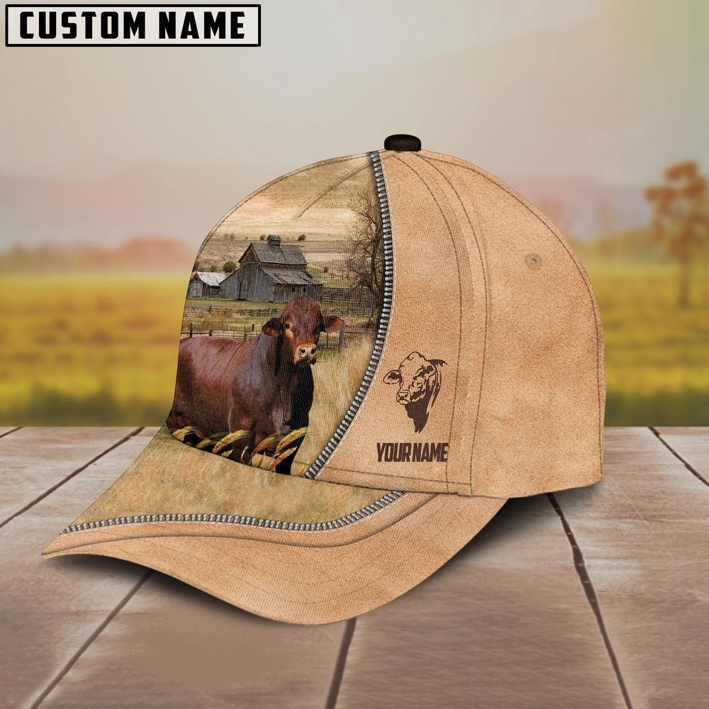 Adeenyc Beefmaster Farming Light Brown Customized Name Cap, Farm Cap, Farmer Baseball Cap, Cow Cap, Cow Gift, Farm Animal Hat Trucker Hats Custom Hats Gifts For Men & Women