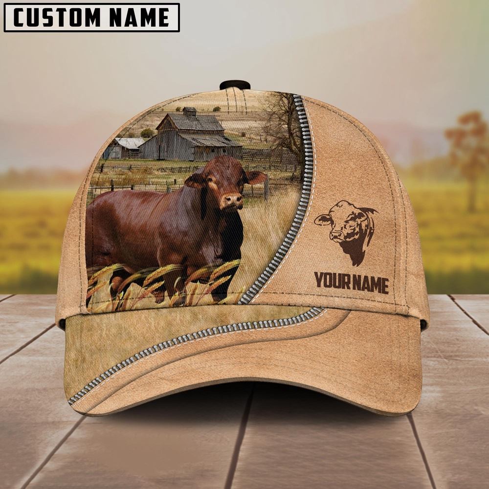 Adeenyc Beefmaster Farming Light Brown Customized Name Cap, Farm Cap, Farmer Baseball Cap, Cow Cap, Cow Gift, Farm Animal Hat Trucker Hats Custom Hats Gifts For Men & Women