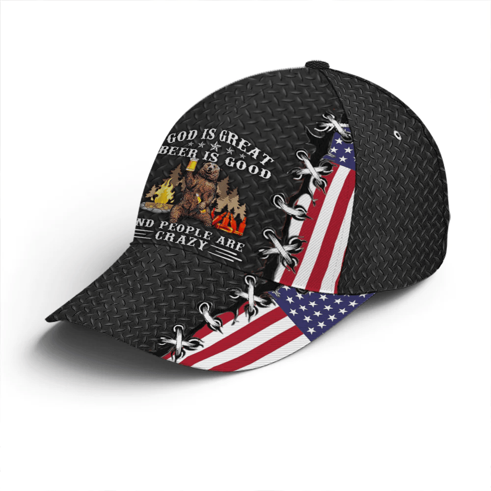 Adeenyc Beer Is Good People Are Crazy Camping Funny Beer Baseball Cap Trucker Hats Custom Hats Gifts For Men & Women