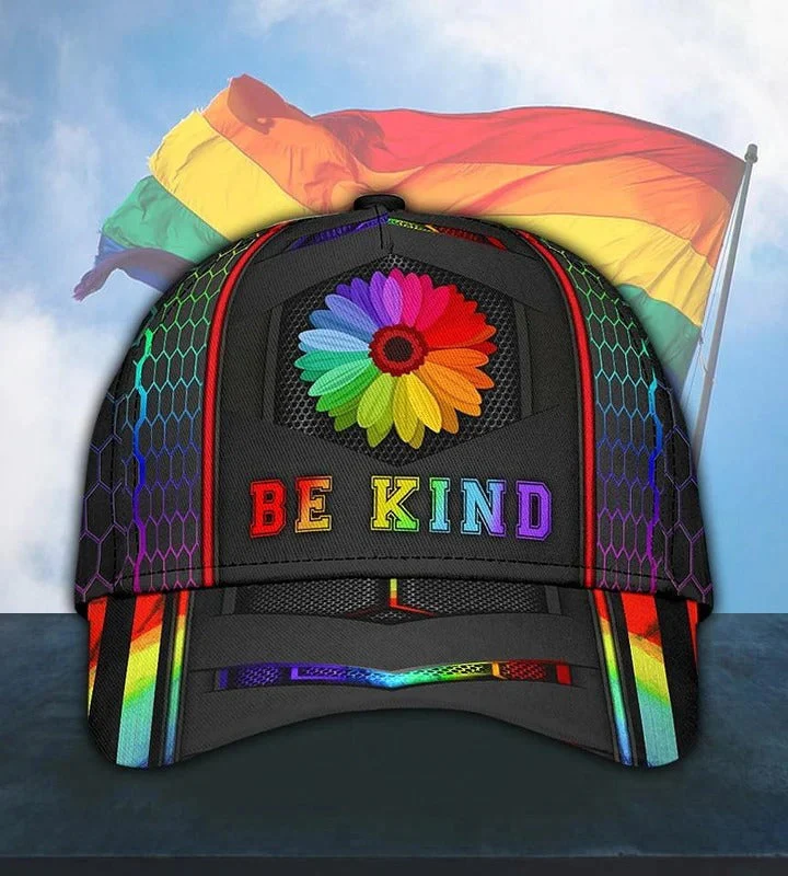 Adeenyc Bekind All Over Printing Baseball Cap For Gaymer, Love Is Never Wrong LGBT 3D Baseball Cap Hat Trucker Hats Custom Hats Gifts For Men & Women