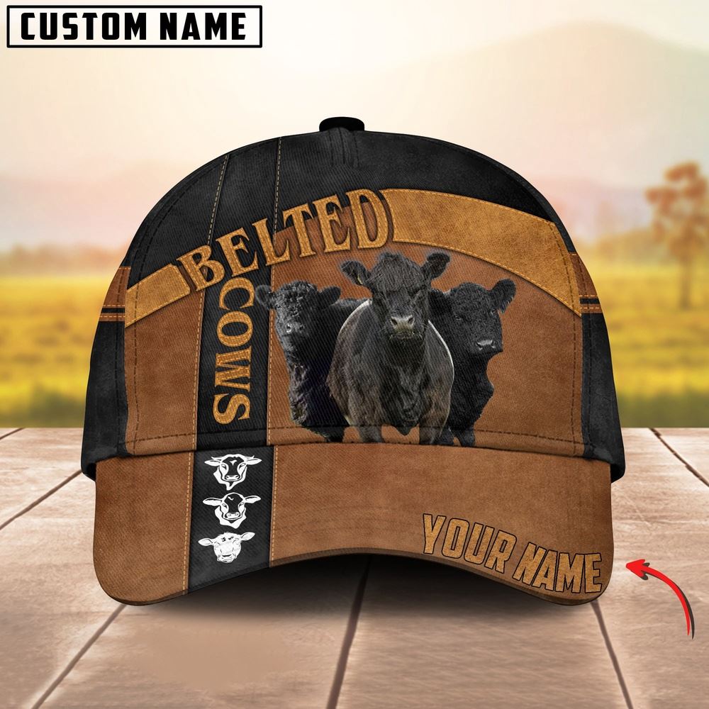 Adeenyc Belted Black Traffic Line Leather Pattern Customized 3D Cap, Farm Cap, Farmer Baseball Cap, Cow Cap, Cow Gift, Farm Animal Hat Trucker Hats Custom Hats Gifts For Men & Women