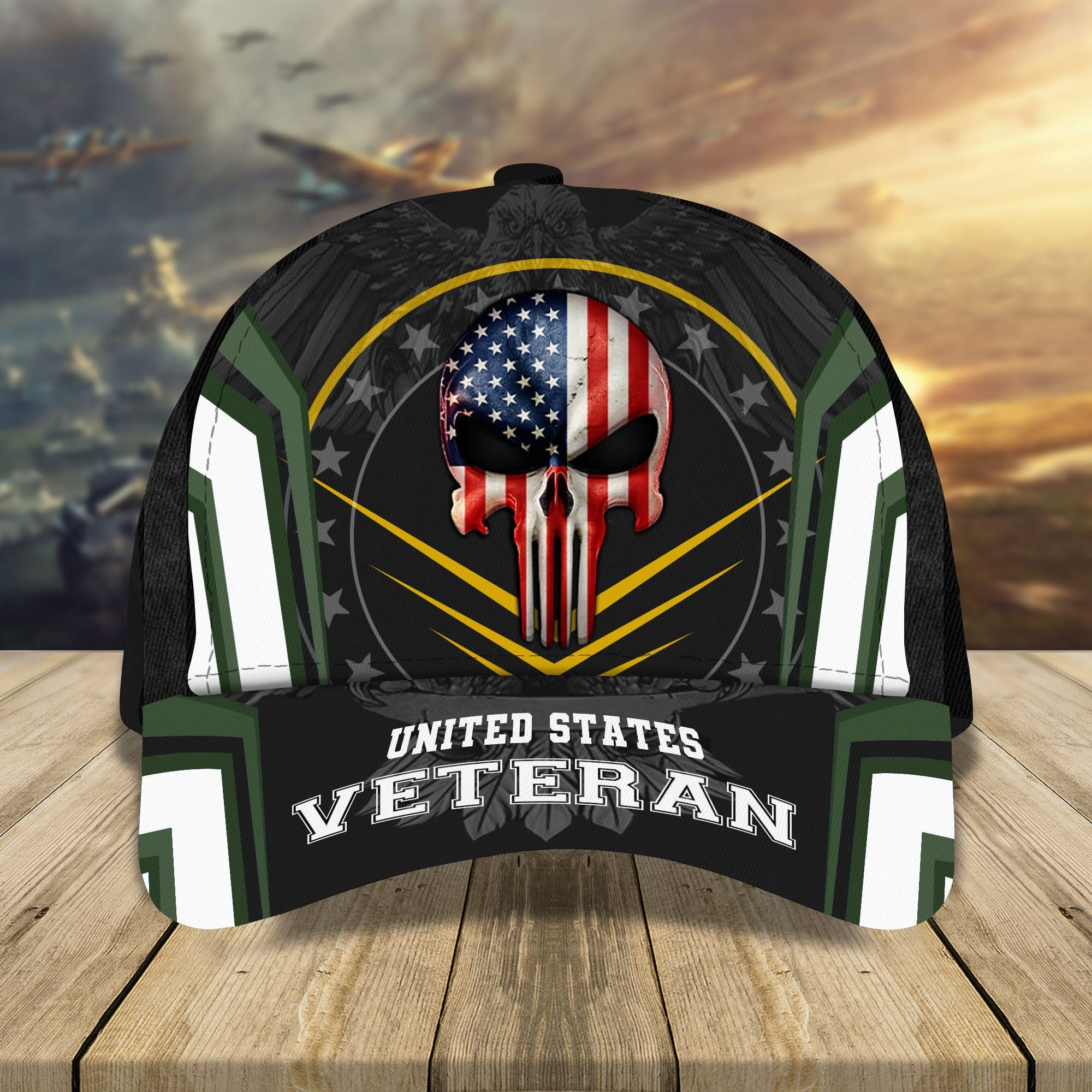 Adeenyc Best American Skull Flag Veteran Cap Multicolored 3D Printed Trucker Hats Custom Hats Gifts For Men & Women