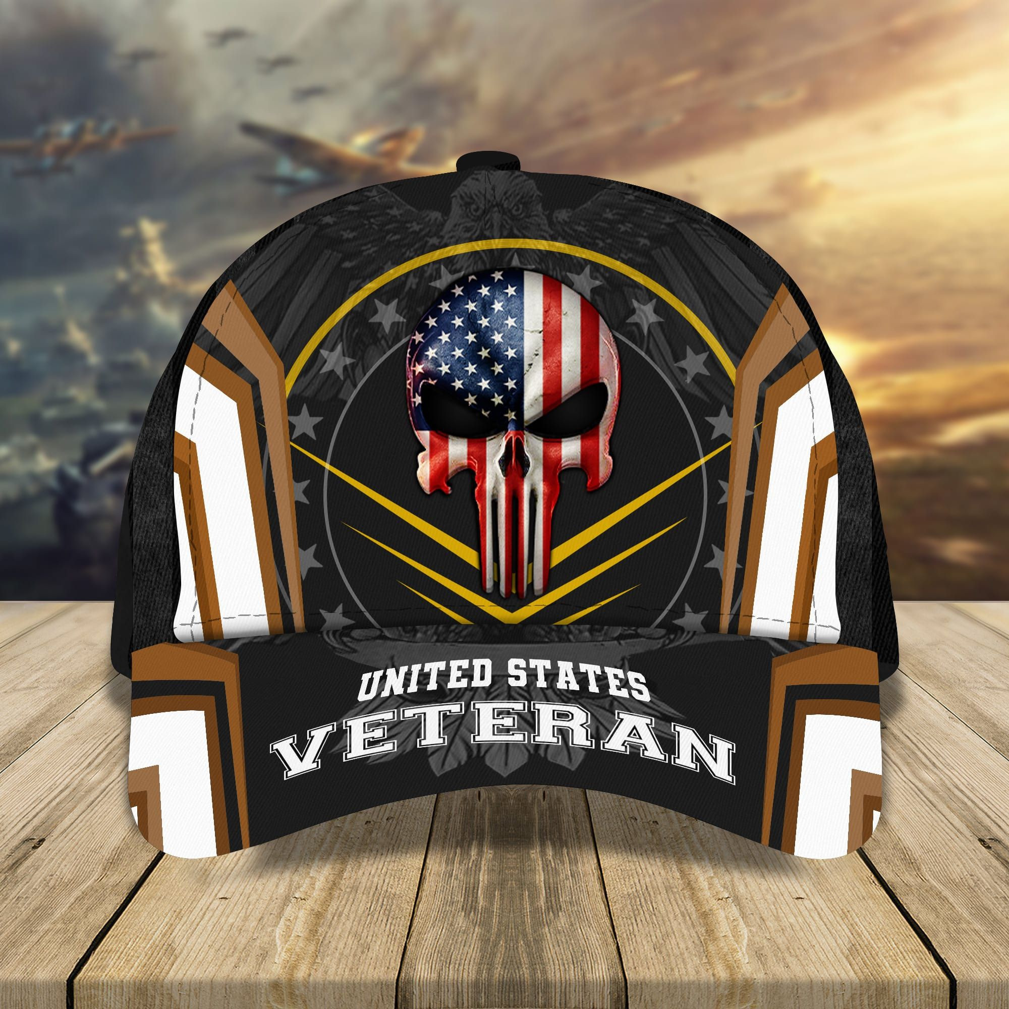 Adeenyc Best American Skull Flag Veteran Cap Multicolored 3D Printed Trucker Hats Custom Hats Gifts For Men & Women